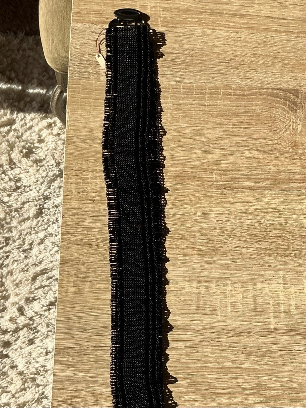 Black Elastic Lace Belt with Button Closure